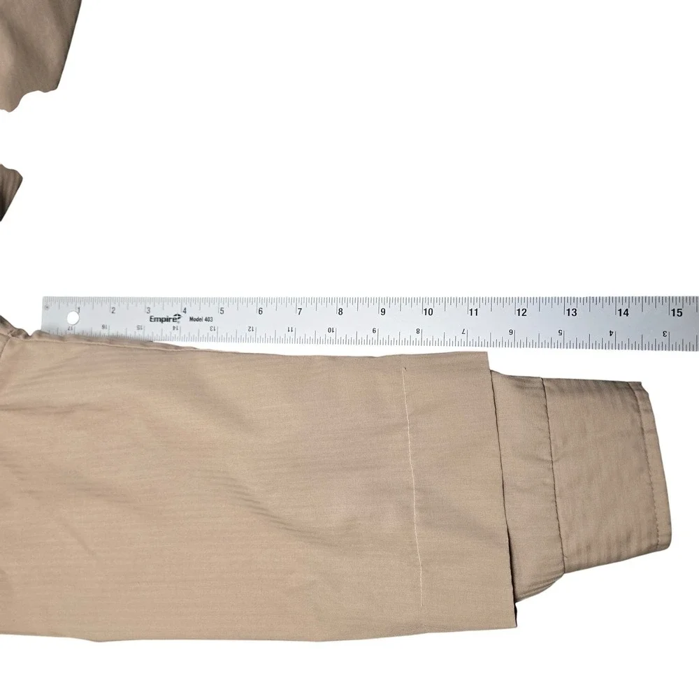 Vintage Jordache Tan Pleated Bomber Jacket 80s Lightweight Khaki Zip Mens 38 - Picture 5 of 5